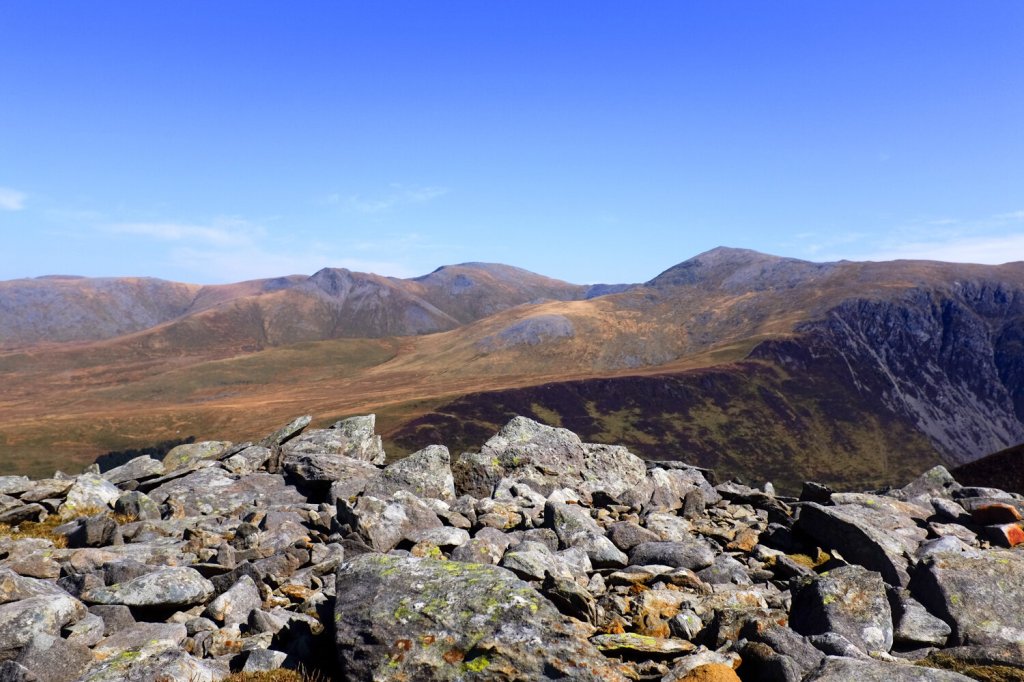 The view towards the Craneddau mountains from Carnedd y Filiast in the Glyderau, Eryri
