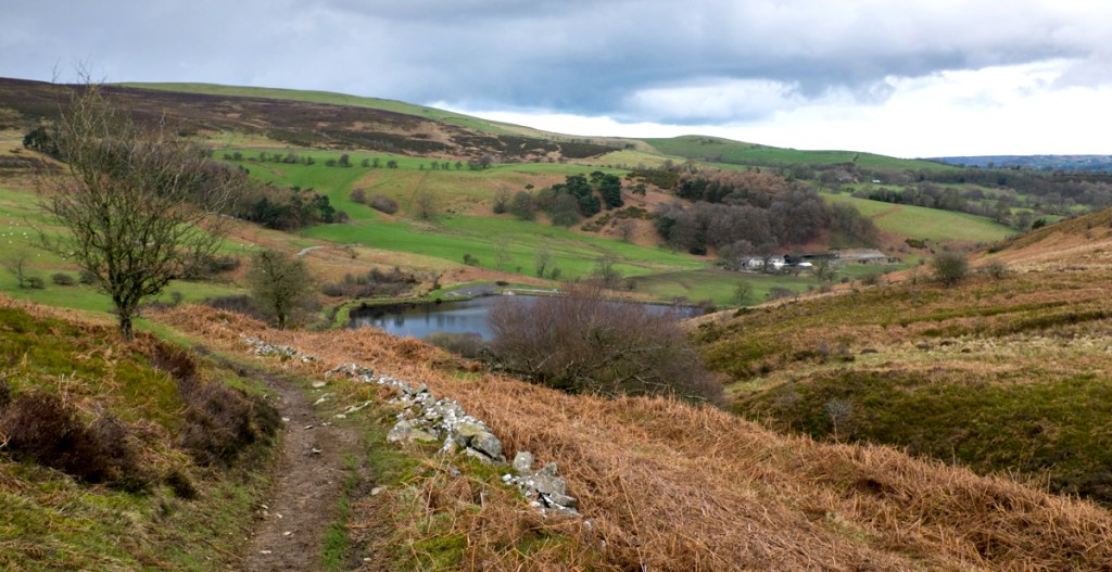 Looking back into the valley, from the path to Moel Famau from Cilcain, Clwydian Range, North Wales
