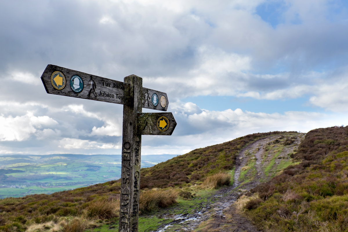 Finger post, on a path to Moel Famau from Cilcain, Clwydian Range, North Wales